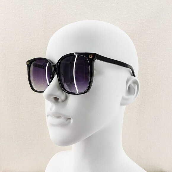 Gucci GG0022 Oversized Acetate Sunglasses Black Gray OS - Picture 11 of 16